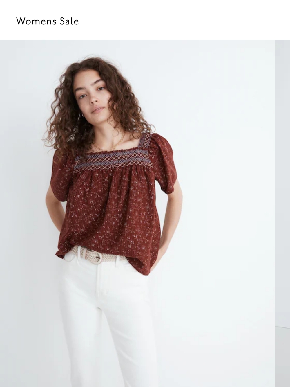 Madewell Square-Neck Smocked Top In Dotted Vines